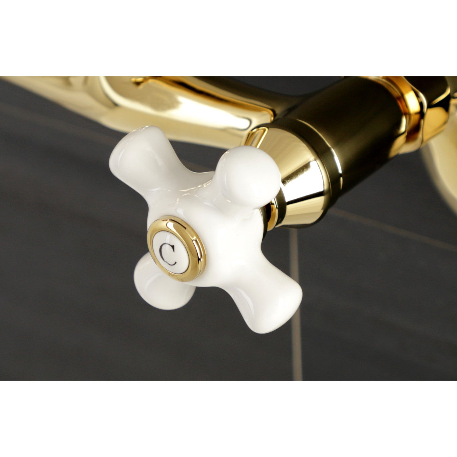 Kingston Heirloom KS612PB - Kingston Two-Handle 2-Hole Wall Mount Bar Faucet, Polished Brass — thumbnail 2